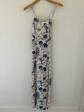 Abercrombie & Fitch Cream Maxi Slip Dress with Navy Floral Print